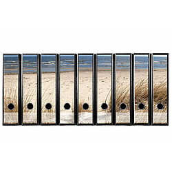 Set de 9 pièces largeurs Classeur-étiquettes Autocollantes pour arrière de classeur Autocollants traumhafter Plage Vue pour Votre Étagère de classement, Dunes, Plage et mer