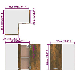 vidaXL Armoire d'angle suspendue Chêne fumé Bois d'ingénierie pas cher