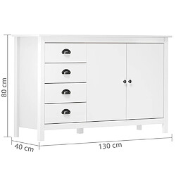 Avis vidaXL Buffet Hill Blanc 130x40x80 cm Bois de pin solide