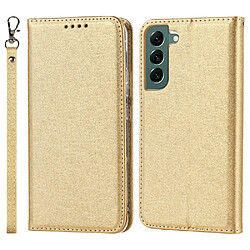 Etui en PU texture soie avec support or pour votre Samsung Galaxy S22 Plus 5G