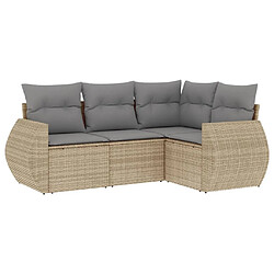 Maison Chic Salon de jardin avec coussins 4 pcs | Ensemble de Table et chaises | Mobilier d'Extérieur beige résine tressée -GKD87155