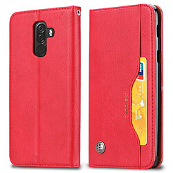 Wewoo Housse Coque Étui en cuir à rabat horizontal avec texture de peau pour Xiaomi Pocophone F1avec cadre photo et supportemplacements cartes et porte-monnaie rouge