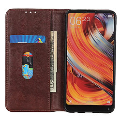 Etui en cuir fendu fermeture automatique magnétique, texture litchi, anti-chocs avec support pour votre Samsung Galaxy S23 Plus 5G - marron