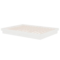 Avis vidaXL Cadre de lit sans matelas blanc bois massif