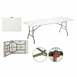 Ibergarden Table Piable Blanc Métal Polyéthylène 244 x 76 x 74 cm