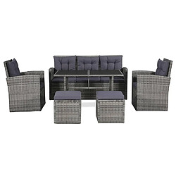 Maison Chic Salon de jardin 6 pcs + coussins - Mobilier/Meubles de jardin - Table et chaises d'extérieur Résine tressée Gris -MN79253