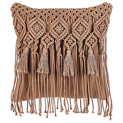 Acheter Beliani Lot de 2 coussins BAMIAN Coton 45 x 45 cm Géométrique Macramé Marron clair