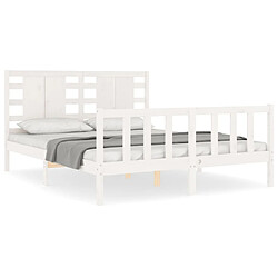 Maison Chic Cadre/structure de lit avec tête de lit pour adulte - Lit Moderne Chambre blanc King Size bois massif -MN52150