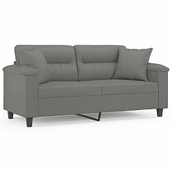 Maison Chic Canapé 2 places avec oreillers,Sofa de Salon,Canapé droit gris foncé 140 cm -GKD437900