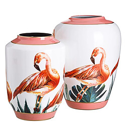 BigBuy Home Vase Céramique Corail Blanc Flamant rose 36 x 36 x 48 cm