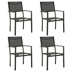 Maison Chic Lot de 4 Chaises de jardin,Fauteuil d'extérieur Textilène et acier Noir et anthracite -MN55986