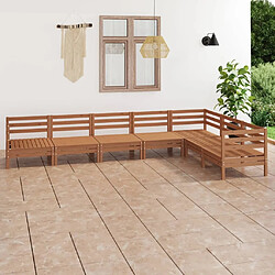 Maison Chic Salon de jardin 7 pcs - Table et chaises d'extérieur - Mobilier/Meubles de jardin Moderne Bois de pin massif Marron miel -MN66795