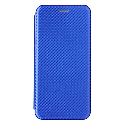 Etui en PU Texture en fibre de carbone auto-absorbée avec porte-cartes et anneau bleu pour votre Oppo F19/A74 4G