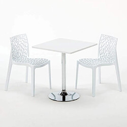 Avis Grand Soleil Table Carrèe Blanc + 2 Chaises Colorées