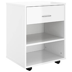 vidaXL Armoire à roulettes Blanc brillant 46x36x59cm Bois d’ingénierie