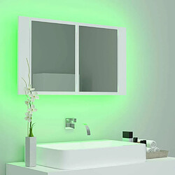 Acheter Maison Chic Armoire salle de bain,Meuble de rangement de salle de bain,Meuble haut à miroir LED Blanc 80x12x45 cm Acrylique -GKD532280