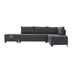 Hanah Home Canapé d'angle convertible en tissu anthracite Fly Angle à droite.