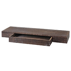 Decoshop26 Étagère murale avec tiroir de rangement 8x80x25 cm en bois marron vieilli 04_0008653