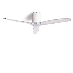 Avis Ledkia Ventilateur de Plafond Silencieux Angistri Blanc 132cm Motor DC Sans lumière Contrôleur mural + télécommande Transparent Non