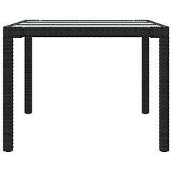 Avis vidaXL Table de jardin Noir 190x90x75 cm Verre trempé/résine tressée