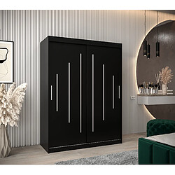 Abiks Meble Armoire YORK À Portes Coulissantes 200/150/62 2 Portes (Noir/Noir)