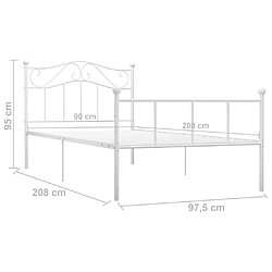 vidaXL Cadre de lit sans matelas blanc métal 90x200 cm pas cher