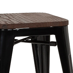 Tabouret VANTAGGIO W Métal noir / Assise bois foncé hjh OFFICE