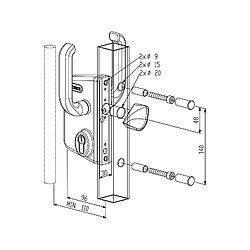 Avis Serrure de portail coulissant gris alu pour tube de 60 mm - LOCINOX