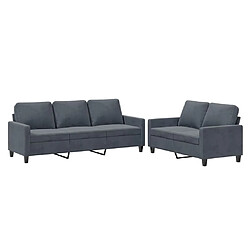 Maison Chic Ensemble de canapés 2 pcs avec coussins, Canapé droit Sofa pour Salon Gris foncé Velours -GKD703240