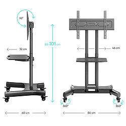 Acheter ONKRON Ecran Mobile sur Pied pour 32 - 70 Pouces TV, Support TV Roulettes de 45 kg - Pied TV Roulette avec VESA 100x100 - VESA 600x400 mm/Chariot Support TV Inclinable Hauteur Réglable TS1350-B Noir