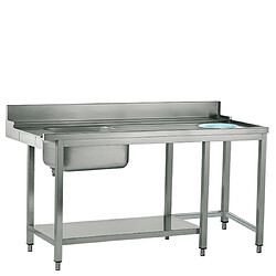 Mastro Table d'Entrée Inox avec Evier et Trou à Déchets - Virtus