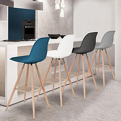 Idmarket Lot de 4 tabourets de bar SARA mix color gris foncé, gris clair, blanc et bleu