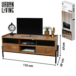 Urban Living Meuble TV 2 portes Helio en bois et structure métal - Marron et noir