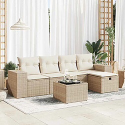 vidaXL Salon de jardin avec coussins 6 pcs beige résine tressée