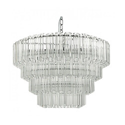 Luminaire Center Suspension Tuvalu Chrome poli,verre moulé 9 ampoules 49cm