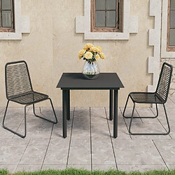 Salle à dîner de jardin 3 pcs,Table et chaise à manger Rotin PVC Noir -MN65703