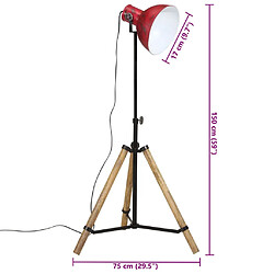 vidaXL Lampadaire 25 W rouge délavé 75x75x90-150 cm E27 pas cher