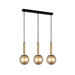 Luminaire Center Suspension Ravena Verre,Acier Laiton, Ambre