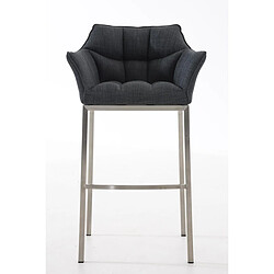 Decoshop26 Tabouret de bar chaise haute de comptoir couture carrées assise en tissu gris foncé 4 pieds stables en acier inoxydable 10_0004723