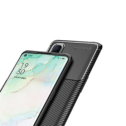 Wewoo Coque Pour OPPO Reno 3 Pro Housse en TPU antichoc fibre de carbone bleu