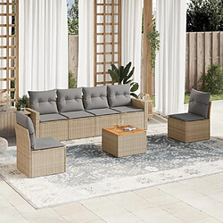 Maison Chic Salon de jardin avec coussins 7 pcs, Ensemble Tables et chaises de jardin, beige résine tressée -GKD334081