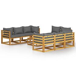 Maison Chic Salon de jardin 9 pcs - Table et chaises d'extérieur - Mobilier/Meubles de jardin Moderne avec coussin Bois d'acacia solide -MN21701