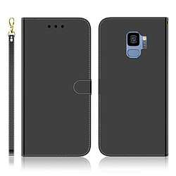 Wewoo Coque Etui à rabat en surface imitation miroir pour Galaxy S9 avec porte-cartes et emplacements cartes ainsi que portefeuille et lanière Noir