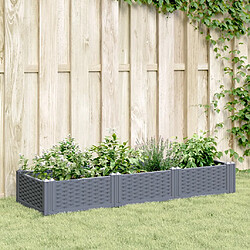 vidaXL Jardinière avec piquets bleu gris 125x40x28,5 cm PP