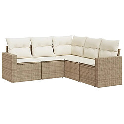 Maison Chic Salon de jardin avec coussins 5 pcs | Ensemble de Table et chaises | Mobilier d'Extérieur beige résine tressée -GKD92360