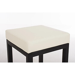 Decoshop26 Tabouret de bar x1 avec repose-pieds design simple hauteur d'assise 80 cm en PVC crème et support en métal noir 10_0005407