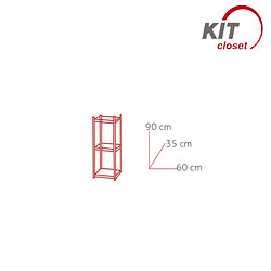 Eurowale Rayonnage métallique KIT CLOSET Série Stylo - 3 étagères - Chromé - 90 x 35 x 60 cm