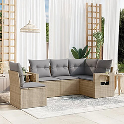 Maison Chic Salon de jardin avec coussins 5 pcs | Ensemble de Table et chaises | Mobilier d'Extérieur beige résine tressée -GKD96750