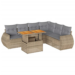 vidaXL Salon de jardin avec coussins 7 pcs beige résine tressée