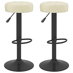 vidaXL Tabourets de bar lot de 2 crème velours